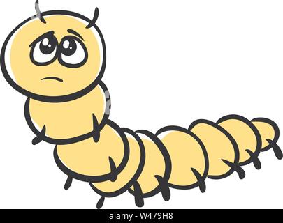 Sad centipede, illustration, vector on white background. Stock Vector