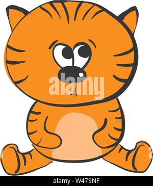 Sad little tiger, illustration, vector on white background. Stock Vector