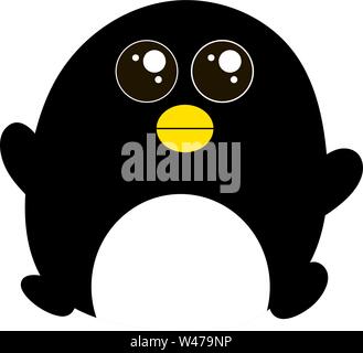 Sad penguin, illustration, vector on white background. Stock Vector