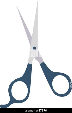 Blue scissors, illustration, vector on white background. Stock Vector