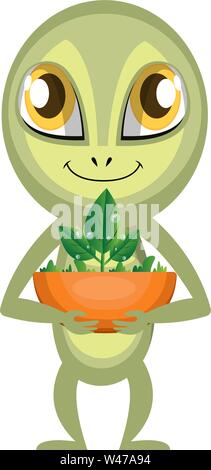 Cartoon fantasy alien monster plant in Flower pot. Vector nature ...