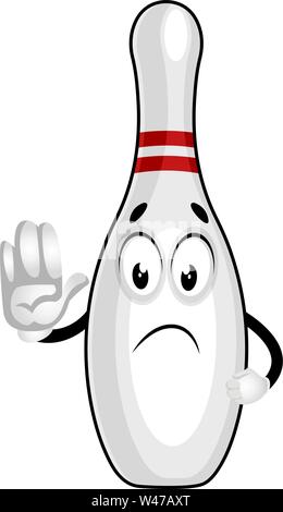 Sad bowling pin, illustration, vector on white background. Stock Vector