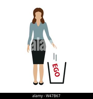 business woman throws ego away vector illustration EPS10 Stock Vector