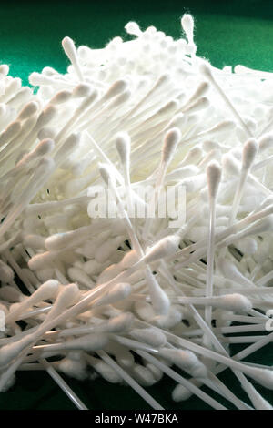 Cotton swab is a tool used to apply or cleanse Stock Photo