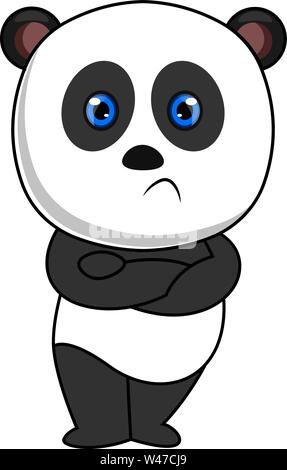 Angry panda, illustration, vector on white background. Stock Vector