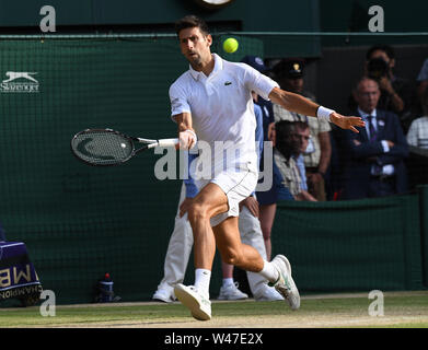 London England  14 July 2019 The Championships Wimbledon 2019 14072019 Novak Djokovic (SRB) on his was to winning Mens Final Photo Roger Parker Intern Stock Photo