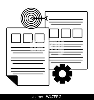 target arrow success with gears and documents Stock Vector