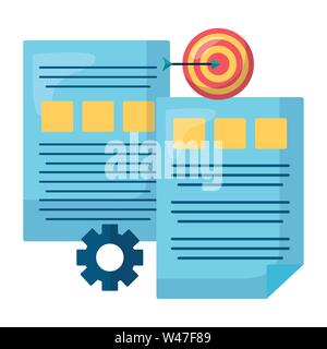 target arrow success with gears and documents Stock Vector
