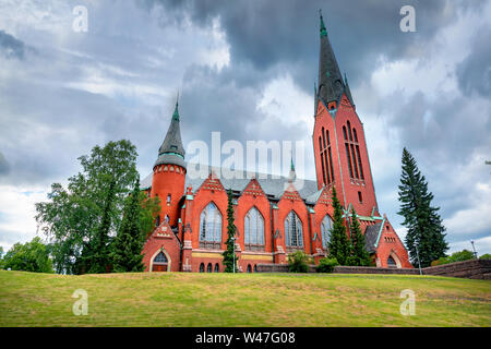 Neogothic redbrick church of St. Michael’s, named after Archangel Michael in Turku. Finland Stock Photo