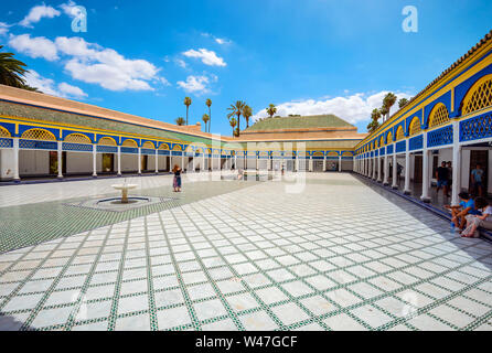 Beautiful courtyard in ancient Bahia Palace, one of main attractions. Marrakesh, Morocco, North Africa Stock Photo