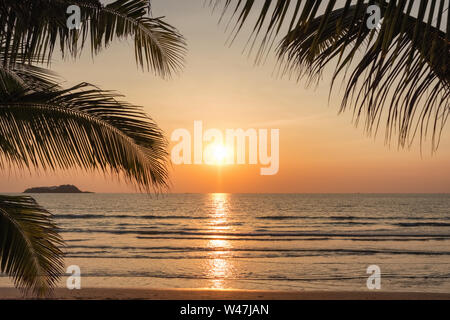 Sunset on a beautiful tropical beach on Koh Chang island in Thailand Stock Photo