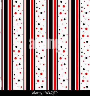 Pattern black and red polka dot, line seamless texture. Vector background eps 10 Stock Vector
