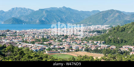 View over Marmaris resort town in Mugla province of Turkey. Stock Photo