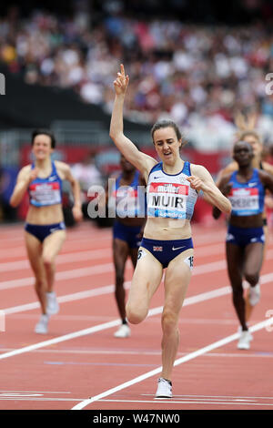 London, UK. 20th July 19. Laura MUIR (Great Britain) winner of the Women's 1500m Final at the 2019, IAAF Diamond League, Anniversary Games, Queen Elizabeth Olympic Park, Stratford, London, UK. Credit: Simon Balson/Alamy Live News Stock Photo