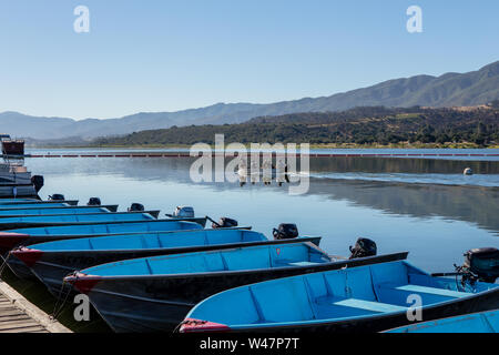 Early morning Fishermen in a fishing boat on Lake Cachuma, Santa Barbara County, California ; USA Stock Photo