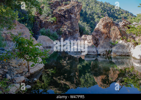 Red Rocks swimming hole, Santa Ynez River, Los padres national forest.Santa Barbara County one of the largest rivers on the central coast California. Stock Photo