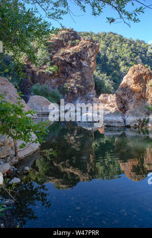 Red Rocks swimming hole, Santa Ynez River, Los padres national forest.Santa Barbara County one of the largest rivers on the central coast California. Stock Photo