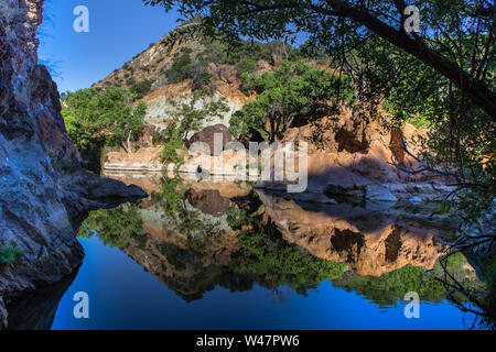 Red Rocks swimming hole, Santa Ynez River, Los padres national forest.Santa Barbara County one of the largest rivers on the central coast California. Stock Photo