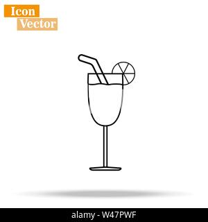 Cocktail line icon, outline vector sign, linear style pictogram isolated on white. Symbol, logo illustration. Editable stroke. Pixel perfect eps10 Stock Vector