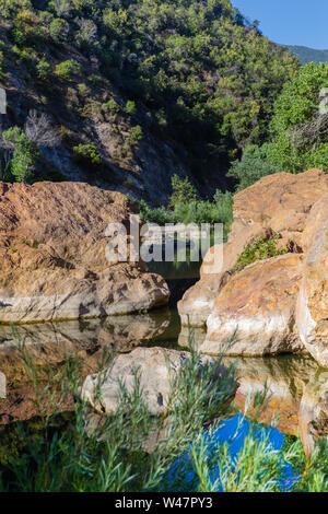 Red Rocks swimming hole, Santa Ynez River, Los padres national forest.Santa Barbara County one of the largest rivers on the central coast California. Stock Photo