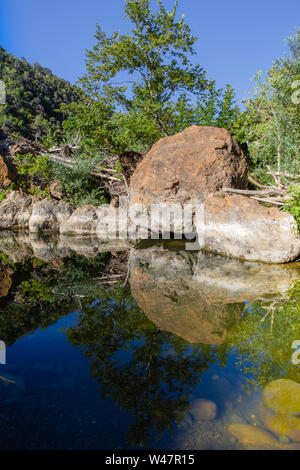 Red Rocks swimming hole, Santa Ynez River, Los padres national forest.Santa Barbara County one of the largest rivers on the central coast California. Stock Photo