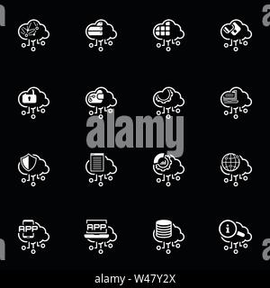 Simple Set of Cloud Computing Related Vector Line Icons Stock Vector