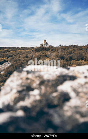 Scenic upland hills with scattered rocks in Shropshire, UK Stock Photo