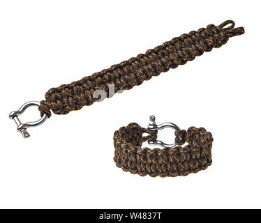 Military Paracord Bracelets on Army-green Fabric Stock Photo