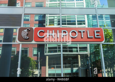 Chipotle logo and sign, San Francisco, California, USA Stock Photo