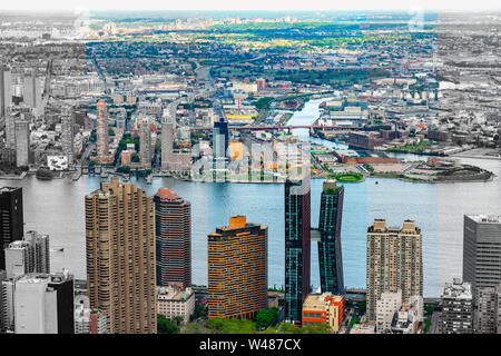 Aerial View New York City. Modern Building, Architecture, Abstract Background Stock Photo