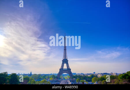 A view of the Eiffel Tower from the Jardins du Trocadero in Paris, France. Stock Photo