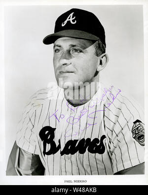 Star baseball pitcher Phil Niekro with the Braves  in the 1960s Stock Photo