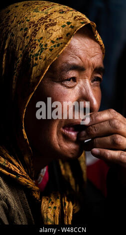 A local Ladakhi Woman in India Stock Photo