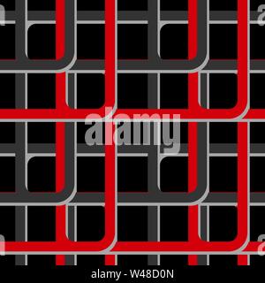 Rectangles and lines seamless pattern red, black, grey eps 10 Stock Vector