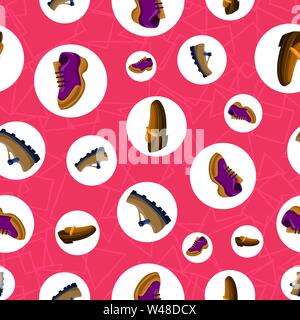 Shoes Flat Color Background Seamless Pattern Stock Vector