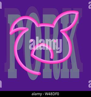 logo pork on a background of the inscription of the lines colors blend Stock Vector