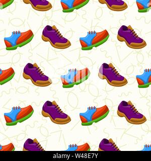 Shoes Flat Color Background Seamless Pattern Stock Vector