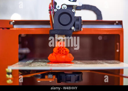 Process of printing plastic model on automatic 3d printer machine Stock Photo