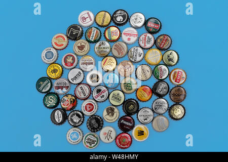 Polish regional beers cap with brewery trade marks Stock Photo
