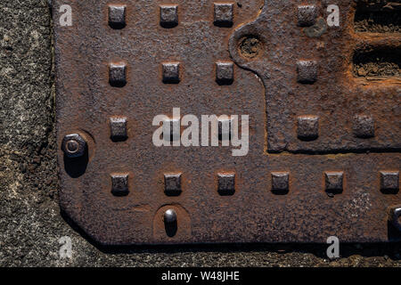 Rusted steel plate texture background graphic asset. Stock Photo