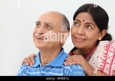 Close up of an Indian senior couple smiling Stock Photo