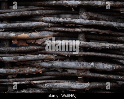 A close up of a rough wattle fence Stock Photo