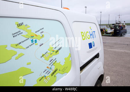 A hydrogen powered vehicle, part of a fleet of council vehicles involved in the Big Hit project which uses renewable energy from a wind turbine and ti Stock Photo