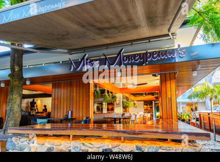 Exterior of the Miss Moneypenny's restaurant on popular Hastings Street in Noosa Heads, Sunshine Coast, Queensland, QLD, Australia Stock Photo