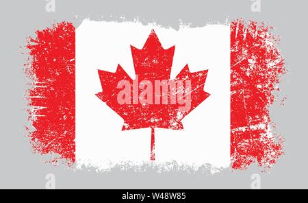 Vector illustration of grunge old distressed Canadian flag isolated on grey background Stock Vector