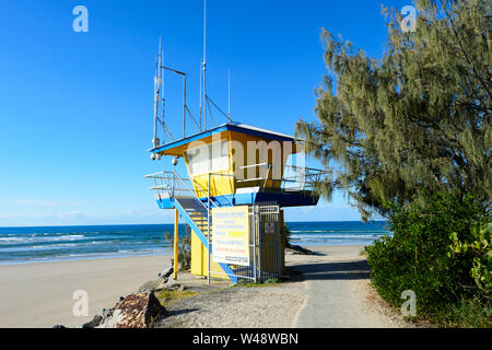 Colourful lifeguards' watching tower at Noosa Heads Main Beach, Sunshine Coast, Queensland, QLD, Australia Stock Photo