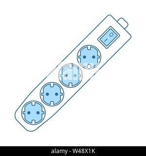 Electric Extension Icon. Thin Line With Blue Fill Design. Vector Illustration. Stock Vector