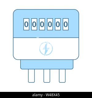 Electric Meter Icon. Thin Line With Blue Fill Design. Vector Illustration. Stock Vector