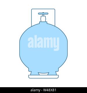 Gas Cylinder Icon. Thin Line With Blue Fill Design. Vector Illustration. Stock Vector