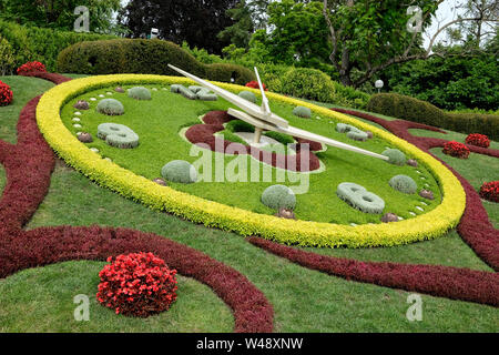 A view of the flower clock in Geneva, Switzerland Stock Photo